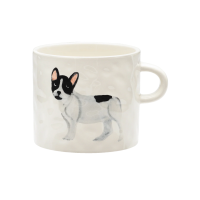 Taza de cerámica con ilustración de bulldog francés de la marca Anna + Nina, disponible en kOLORAMA. Ideal para amantes de los frenchies.